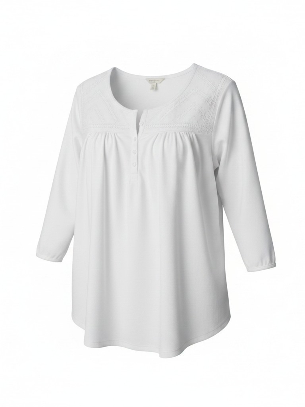 Lucky Brand White Henley Yoke Tunic